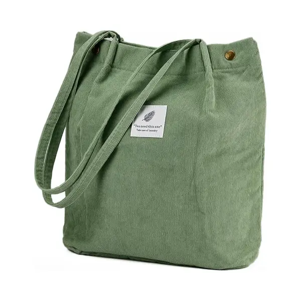 Corduroy Tote Bag Leuke Dames Schoudertas Met Binnenzak, Goed Voor Werk, Strand, Reizen En Boodschappen Doen thumbnail