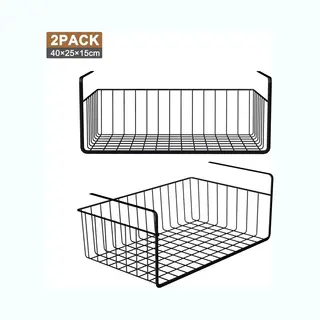 Naizy 2x Draad Onder Plank Hangende Mand Roestvrij Metalen Kastmanden Keukenkast, Voorraadkast, Wasruimte Hangende Mand Keuken Maximum