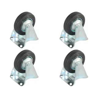 Benson Set Van 4 Transportwielen 100mm | 4 X Bokwiel | Draagvermogen 4x70kg | Bevestigingsplaat 10x8cm | Hoogte 127mm