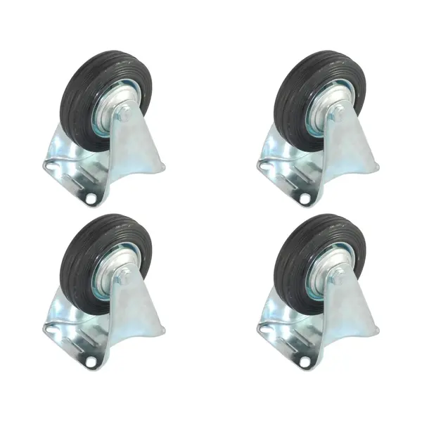 Benson Set Van 4 Transportwielen 100mm | 4 X Bokwiel | Draagvermogen 4x70kg | Bevestigingsplaat 10x8cm | Hoogte 127mm thumbnail