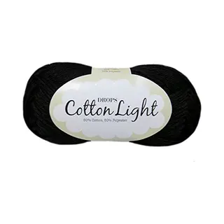 Baumwollmischgarn Zum Stricken Und Häkeln, 3 Oder Leicht, Verschweißt, Dk-Gewicht, Drops Cotton Light, 450 Meter Pro Knäuel 20 Schwarz