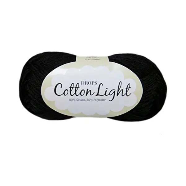 Baumwollmischgarn Zum Stricken Und Häkeln, 3 Oder Leicht, Verschweißt, Dk-Gewicht, Drops Cotton Light, 450 Meter Pro Knäuel 20 Schwarz thumbnail