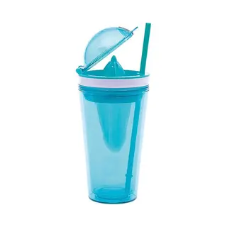 Zak!Designs On The Go Citruspers Drinkbeker - Dubbelwandig - Incl. Rietje - San - 500ml - Aqua Blauw