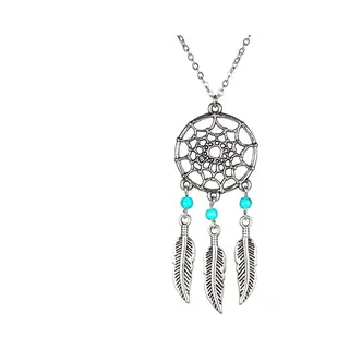 Rhylane Ketting Met Droomvanger Hanger – Kleur Zilver – Turquoise Stenen - Lengte 48 + 4 Cm Verstelbaar