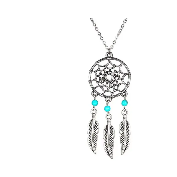 Rhylane Ketting Met Droomvanger Hanger – Kleur Zilver – Turquoise Stenen - Lengte 48 + 4 Cm Verstelbaar thumbnail
