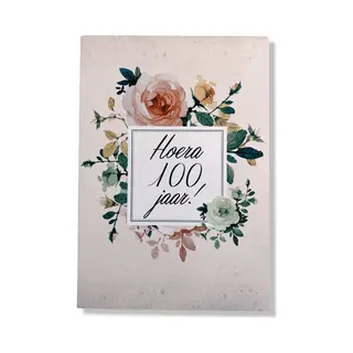 Cards & Crafts Hoera 100 Jaar! Luxe Verjaardagskaart - 12x17cm - Gevouwen Wenskaart Inclusief Envelop - Leeftijdkaart