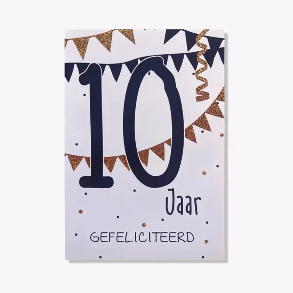 Cards & Crafts Hoera 10 Jaar! Luxe Verjaardagskaart - 12x17cm - Gevouwen Wenskaart Inclusief Envelop - Leeftijdkaart thumbnail