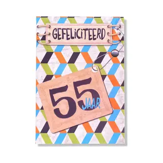Cards & Crafts Hoera 55 Jaar! Luxe Verjaardagskaart - 12x17cm - Gevouwen Wenskaart Inclusief Envelop - Leeftijdkaart