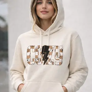 Livingstickers Dames Hoodie - Beige - Smiley Cozy - Maat Xxl