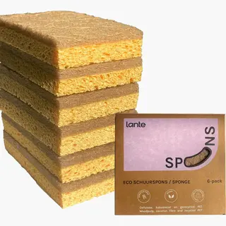 6x Lante Eco Schuursponzen - Natuurlijke Schuurspons - Afwassponsjes - Schoonmaaksponzen - Gerecycled