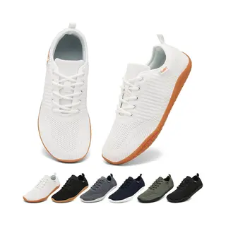 Geweo Barefoot Schoenen - Sportschoenen Sneakers - Fitnessschoenen - Hardloopschoenen - Ademend Knit Textiel - Platte Zool - Wit
