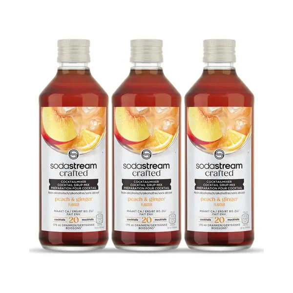 SodaStream Crafted White Peach & Ginger Siropen - Witte Perzik & Gember Smaak - Voor Cocktails En Mocktails - Goed Voor 20 Drankjes - 3 Stuks - thumbnail