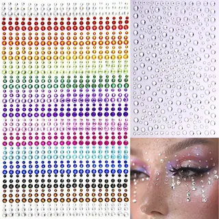 Elysee Beauty - 1225 Stuks Zelfklevende Glitter Steentjes – 2 Vellen Festival Strass Stickers – Plak Diamantjes Voor Gezicht & Lichaam