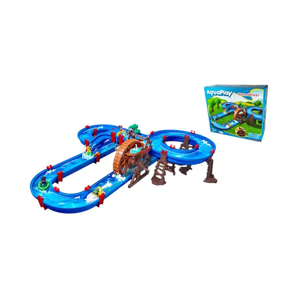 AquaPlay WaterWheel - Zweistöckige Wasserbahn, Großes Wasserrad Mit Handkurbel, Lange Wasserrutsche, Boote Mit Tierfiguren, Outdoor Wasserspielzeug, thumbnail