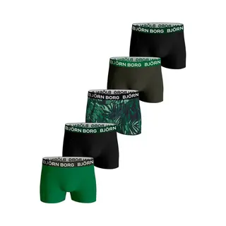 Björn Borg Cotton Stretch Jongens Boxershort - 5 Stuks - Groen/Zwart/Jungle - Jongens Onderbroek - Maat 146-152