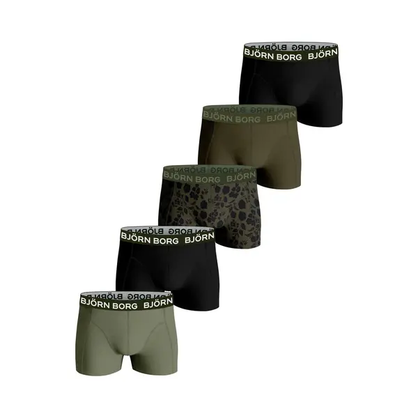 Björn Borg Cotton Stretch Jongens Boxershort - 5 Stuks - Groen/Zwart - Jongens Onderbroek - Maat 170 thumbnail