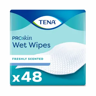 Tena Wet Wipes With Plastic Lid, Xl Size, 30 X 20 Cm, 48 Wipes (Pack Of 1)