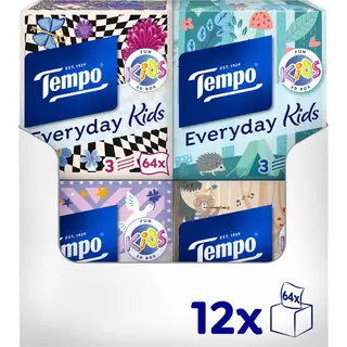 Tempo Tissues - Everyday Kids Cube - 12 X 64 Stuks = 768 Zakdoekjes