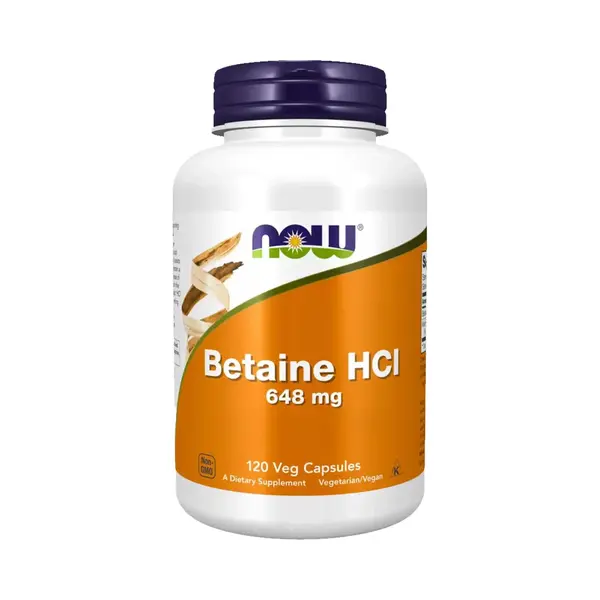 Now Foods Betaine HCl Digestive Enzymes 648mg Capsules - 120 Vegan Capsules thumbnail