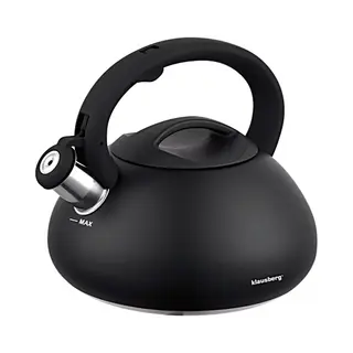 Klausberg Fluitketel Mat Zwart Waterkoker 2.7 L ‘’Carbon‘’ Rvs