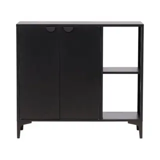 Hioshop Piring Dressoir 2 Deuren, 2 Planken Zwart.