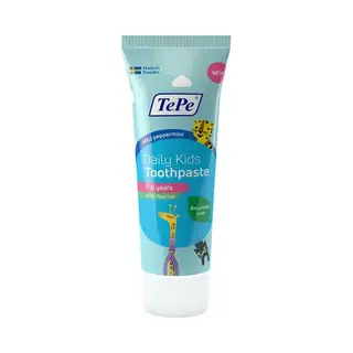 TePe Daily Kids Toothpaste, Mild Peppermint, 0-6 Years, Everyday Fluoride Toothpaste For Kids To Prevent Cavities, Age-Appropriate Fluoride Level