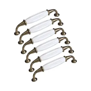 Handgrepen Voor Kasten - 6 Stuks - Goud/wit - 14.4*3.3 Cm - Zinklegering + Keramiek - Handgrepen - Meubelgrepen - Keukengreep - Kastgrepen -