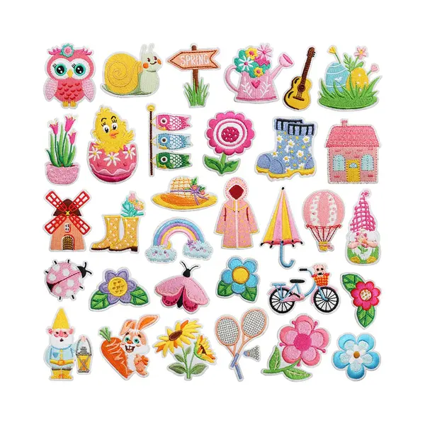 32 Stuks Strijk Embleem - Opstrijkbare Geborduurde Patches - Versiering Voor Kleding - Kleding Patchs - Doe-het-zelf-accessoires - Schattige thumbnail