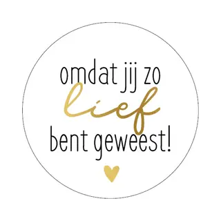 Sinterklaas / Sint - Sluitsticker Omdat Jij Zo Lief Bent Geweest - Sluitzegel - Wit - Zwart - Goud Hart / Hartje - Envelop Sticker - Kaart | Cadeau