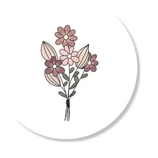 Sluitsticker - Sluitzegel – Bloem – Boeket Bloemen - Poeder Rose / Nude / Taupe | Moederdag - Verjaardag - Trouwkaart – Geboortekaart –