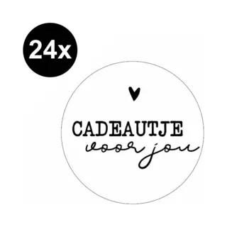 Sluitsticker - Kadootje / Cadeautje Voor Jou - Sluitzegel – Kadosticker | Zwart - Wit - Hartje / Hart | Moeder - Mama - Moederdag - Vaderdag |