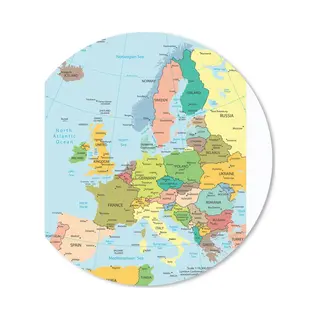 Muismat Rond 30x30 Cm - Mousepad Kaart - Europa - Politiek - Ronde Muismatten