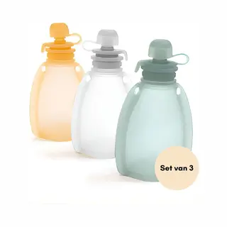 MerakiDeals Squeezie - Herbruikbare Knijpzakjes - 3 X 120 Ml - Voor Babyvoeding, Babyhapjes, Knijpfruit & Borstvoeding – Diepvrieszakjes - Bewaarbakjes -