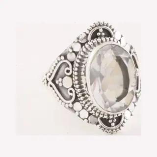 AsiAsia Bewerkte Zilveren Ring Met Bergkristal - Maat 18
