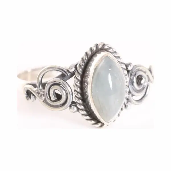 AsiAsia Fijne Bewerkte Zilveren Ring Met Aquamarijn - Maat 16 thumbnail