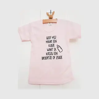 Shirt Aankondiging Zwangerschap Kusje Broertje Zusje Ik Word Grote Zus | Korte Mouw | Roze | Maat 80 Zwangerschap Aankondiging Bekendmaking Baby Big