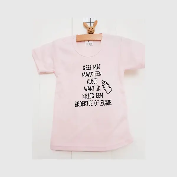 Shirt Aankondiging Zwangerschap Kusje Broertje Zusje Ik Word Grote Zus | Korte Mouw | Roze | Maat 80 Zwangerschap Aankondiging Bekendmaking Baby Big thumbnail
