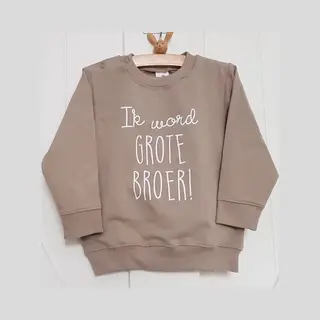 Sweater Trui Shirt Voor Kind - Ik Word Grote Broer - Beige Zand - Maat 98 - Big Bro Brother - Familie Uitbreiding - Zwangerschap Aankondiging Hoera