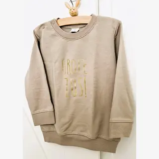 Sweater Trui Voor Kind Meisje - Big Sister - Maat 74 Beige Goud Zand - Grote Zus - Zwanger - Geboorte - Gezinsuitbreiding - Aankondiging - Cadeau -