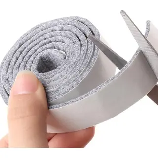 Fsw-Products Zelfklevend Meubelvilt Grijs Rol 1 Meter - 2 Cm Breed - Viltjes - Antikras Vilt - Vloerbeschermers - Plakvilt Op Rol - Hoge Kwaliteit