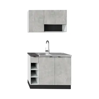 Brina Kleine Keuken Licht Grijs Betonlook - 100cm – KitchenettesDirect