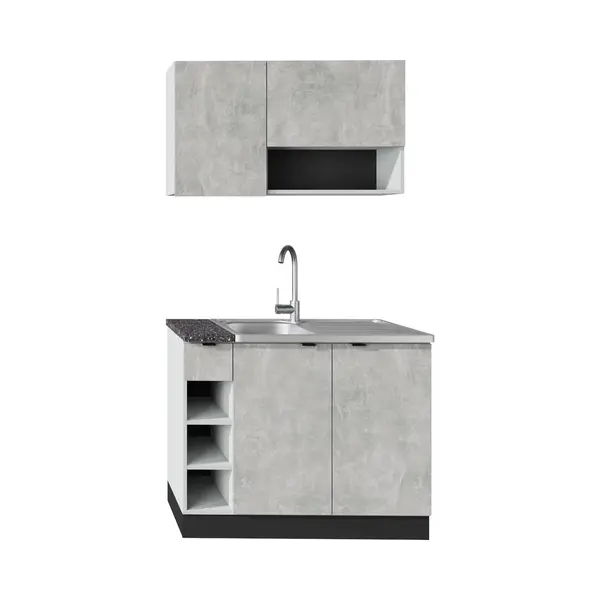 Brina Kleine Keuken Licht Grijs Betonlook - 100cm – KitchenettesDirect thumbnail