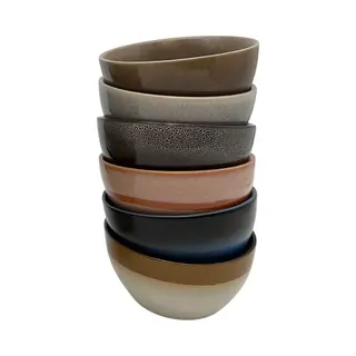 Set Van 6 Schaaltjes Rond - 10 * 5 Cm - Meerkleurig - 6 Personen - Aardewerk - Earth Style - Kade 171 - Schaaltjes - Hip En Trendy