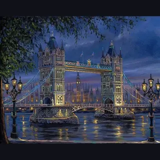 Diy Paint By Numbers London Tower Bridge - Schilderen Op Nummer - 50x40cm - Volwassenen - 150028