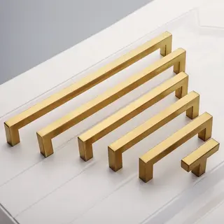 Handgreep Goud Vierkant - Rvs - 128mm Hartafstand - 10 Stuks - Keukengreep - Deurgreep Goud - Meubelbeslag - Inclusief Schroeven
