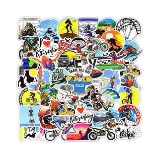 Stickers - Stickers Met Extreme Sporten - Duiken, Kitesurfing, Bergbeklimmen, Motor - 50 Stuks - Muurstickers Voor Laptop, Notitieboek, Telefoon, Etc.