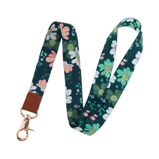 Keycords - Stevig Keycord Flowers Green - Lanyard - Sleutelhanger - Sleutelkoord - Bloemen