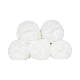 Set 5 Bollen Dikke Wol Wit - Chunky Garen - Haken - Breien - 7 Mm Breed - 235 Meter Totale Lengte - Perfect Voor Amigurumi
