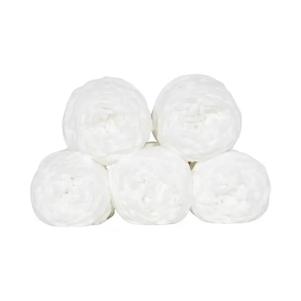 Set 5 Bollen Dikke Wol Wit - Chunky Garen - Haken - Breien - 7 Mm Breed - 235 Meter Totale Lengte - Perfect Voor Amigurumi thumbnail