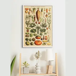 Esque Poster In Witte Lijst - Vintage Groenten - Educatief - Botanisch - 70x50 Cm